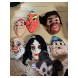 VTG HALLOWEEN MASKS, PLASTIC AND FABRIC