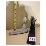 CAST METAL DOORSTOPS, BIRD AND SQUIRREL FIGURES