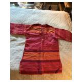 STRIPED TUNIC TOP, RED, ORANGE, AND PINK TONES,
