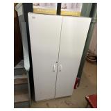 WHITE LAMINATE STORAGE CABINET, TWO DOORS,