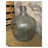 GLASS CARBOY BOTTLE, CLEAR GLASS, NARROW NECK.