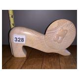 STONE LION FIGURINE, CARVED BANDED STONE,