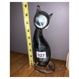 ELIO RAFFETTI ART GLASS CAT FIGURINE, SMOKY GREY