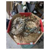 ASSORTED DECORATIVE WREATHS, DRIED THISTLE,