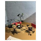 METAL BIRD AND NEST CANDLE HOLDERS, BLACK FINISH