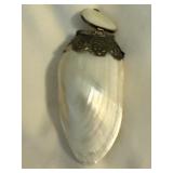 MOTHER OF PEARL SHELL PENDANT W/ ORNATE METAL
