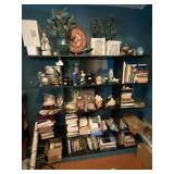 BLACK LAMINATE BOOKSHELF, MULTI-TIERED STORAGE,
