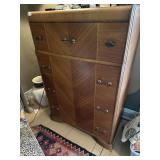 VTG ART DECO STYLE CHEST, VENEERED WOOD,