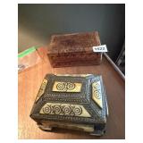 VTG DECORATIVE BOXES, ONE WOOD CARVED, ONE METAL