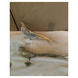 SILVER-TONE METAL PHEASANT FIGURINES (2),