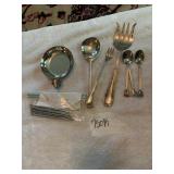 ASSORTED SILVER-PLATED FLATWARE, SERVING PIECES,