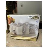 GIBSON EVERYDAY PORCELAIN MUGS, GOLD BANDED, SET