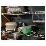 MIRRORED VANITY SET, TUPPERWARE CONTAINERS,