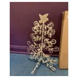 METAL EASTER EGG TREE, WHITE FINISH, BIRD TOPPER,
