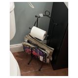 METAL TOILET PAPER HOLDER W/ MAGAZINE RACK,