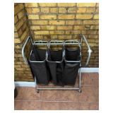 TRIPLE-SECTION LAUNDRY SORTER ON CASTERS, METAL