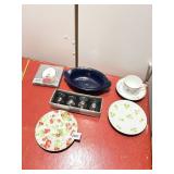 FIESTA OVAL BAKER, DARICE PLATES, TURKEY SALT AND