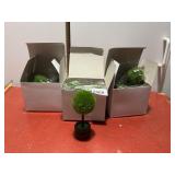 ARTIFICIAL MOSS TOPIARY TREES IN WOODEN POTS