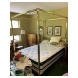 FULL SIZE BRASS FOUR-POSTER CANOPY BED FRAME.
