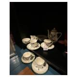 VTG HAND-PAINTED FLORAL TEA SET, INCLUDES TEAPOT,