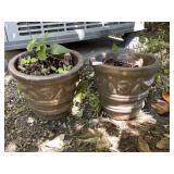 GLAZED CERAMIC PLANTERS (2), EMBOSSED FLORAL