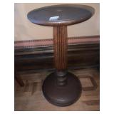VTG WOOD PEDESTAL STAND, FLUTED COLUMN, ROUND