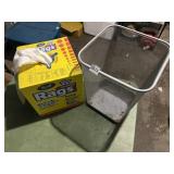 SCOTT RAGS IN A BOX, WIRE MESH WASTEBASKET.