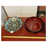 VTG DECORATIVE BOWLS, ONE METAL W/ TURQUOISE