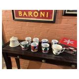 COUNTRY CHRISTMAS MUGS (4) W/ BOX, PLUS PORCELAIN