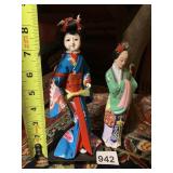 VTG JAPANESE DOLLS, ONE GEISHA DOLL ON STAND, ONE