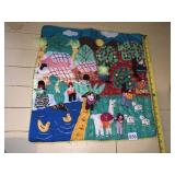 HAND-STITCHED TEXTILE WALL HANGING, DEPICTING