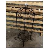 WROUGHT IRON WINE BOTTLE HOLDER, VINE AND LEAF