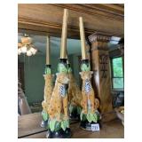 CBK LTD PORCELAIN LEOPARD CANDLESTICKS, PR, W/