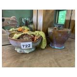 LAC STUDIO POTTERY BOWLS (2), EARTHENWARE, GLAZED