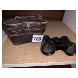 LEMAIRE FABT PARIS VTG BINOCULARS W/ LEATHER