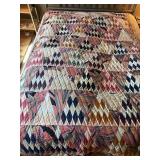 QUILTED COVERLET, GEOMETRIC DIAMOND PATTERN,