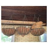 VTG HANGING WIRE PLANTERS W/ COCO LINERS (3).
