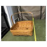 LONGABERGER HANDWOVEN BASKET W/ SWING HANDLE.