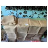 BURLAP FABRIC PIECES, NATURAL FIBER, RAW EDGES.