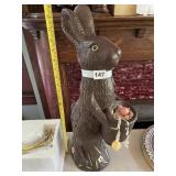 DECORATIVE RESIN EASTER BUNNY FIGURINE W/ BASKET.