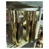 GOLD-TONE RIBBED CYLINDRICAL VASES (2).