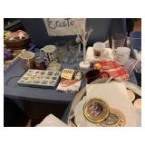 ASSORTED KITCHENWARE, MUGS, DRINKING GLASSES,