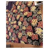 LARGE FLORAL AREA RUG, BLACK BACKGROUND W/