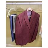 B.L.C. MENS SUIT JACKET, BURGUNDY SUEDE-LIKE