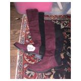 UNISA OVER-THE-KNEE BOOTS, BURGUNDY SUEDE-LOOK