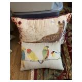 DECORATIVE THROW PILLOWS, FOX PRINT AND BIRD