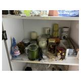 ASSORTED DECORATIVE CANDLES, VOTIVES, GNOME