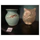 ST. THOMAS POTTERY VASE W/ LIZARD MOTIF,