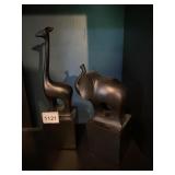 MODERNIST BLACK SCULPTURAL FIGURES OF GIRAFFE AND