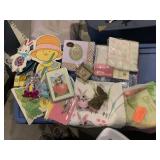 EASTER DECOR LOT, CASPARI NAPKINS, TIN BOX, FELT
